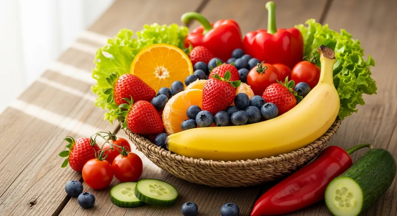 Fresh healthy fruits and vegetables